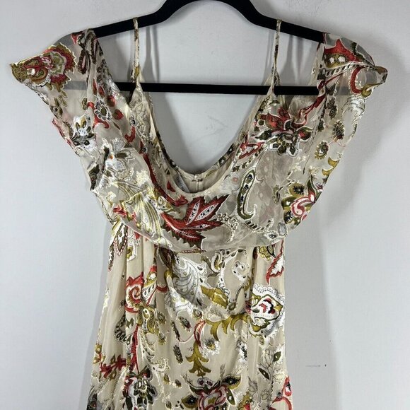 Christina Makowsky Silk Blend Paisley Tiered Midi Dress S Boho Luxe Resort $1295 - Picture 2 of 11